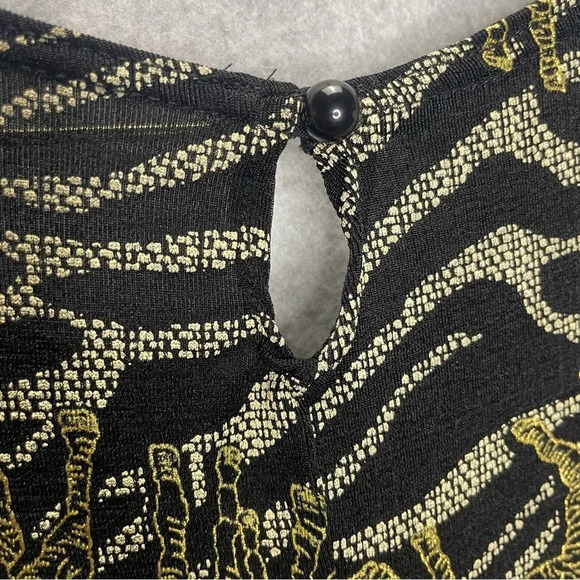 VTG Aspeed Design Gothic Punk Grunge Zebra Metallic Print Slinky Gold Mini Dress - Picture 5 of 6